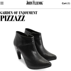 John Fluevog Black Pizzazz Ankle Boots